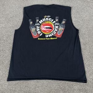 VTG Love Muscle Racing Shirt Mens XL Black Powerboat Sleeveless Graphic Tee